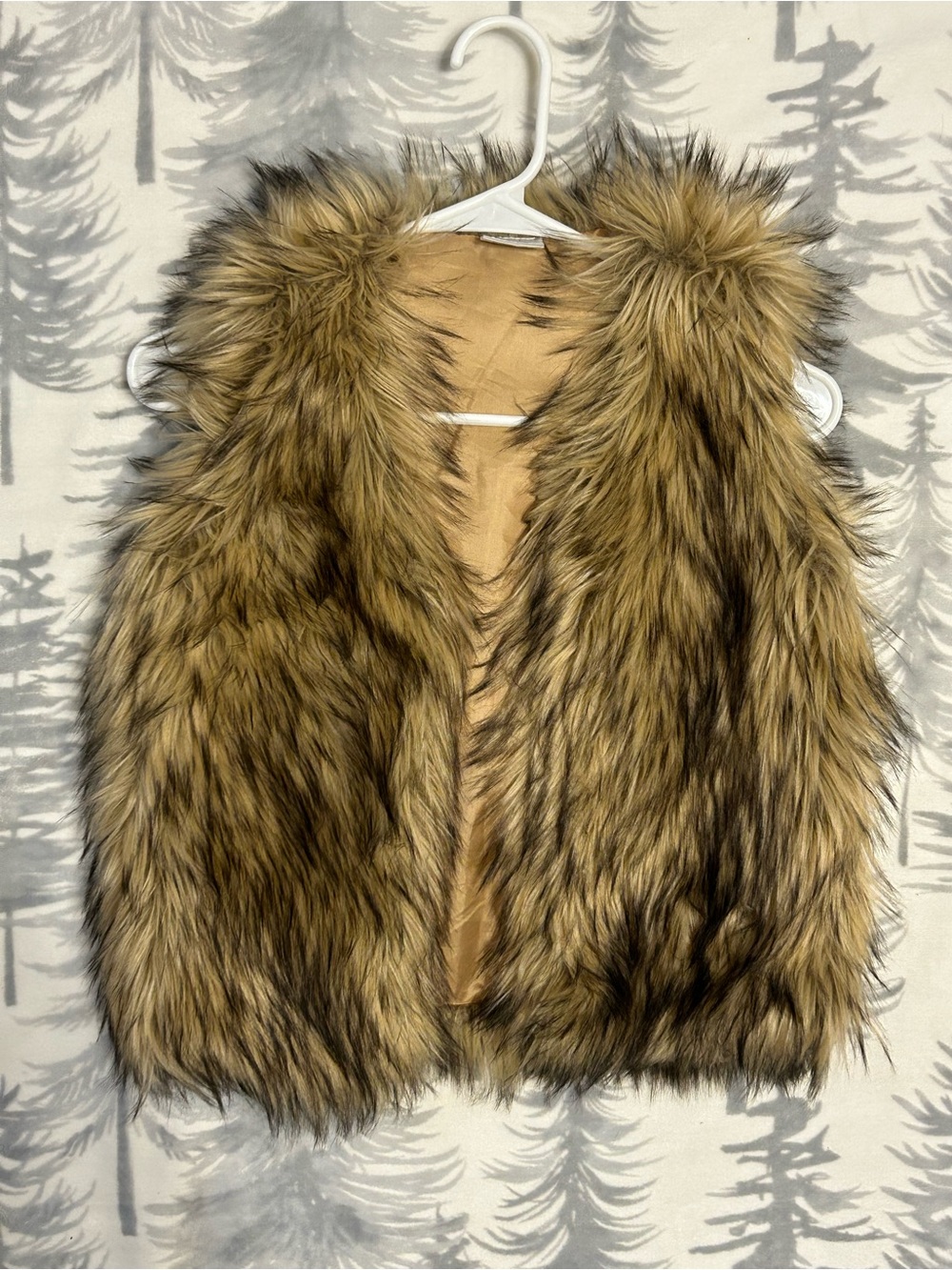 Faux Fur Vest in Golden Brown